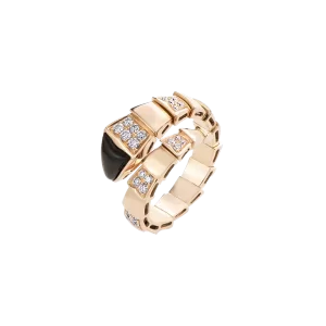Bulgari Serpenti Viper Ring Rose Gold Black Diamonds