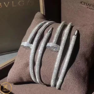 Lắc Tay Cartier Juste Un Clou Đầu Đinh điểm Chế Tác Vàng Trắng 18k  kim cương