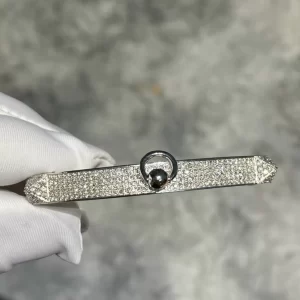 Lắc Tay Hermer Chế Tác Vàng Trắng 18k  Kim Cương Thiên Nhiên