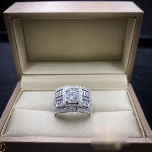 Nhẫn Nam Chế Tác Vàng Trắng  Kim Cương Thiên Nhiên