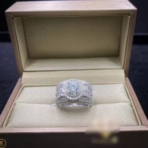 Nhẫn Nam Vàng Trắng 18k Kim Cương Thiên Nhiên