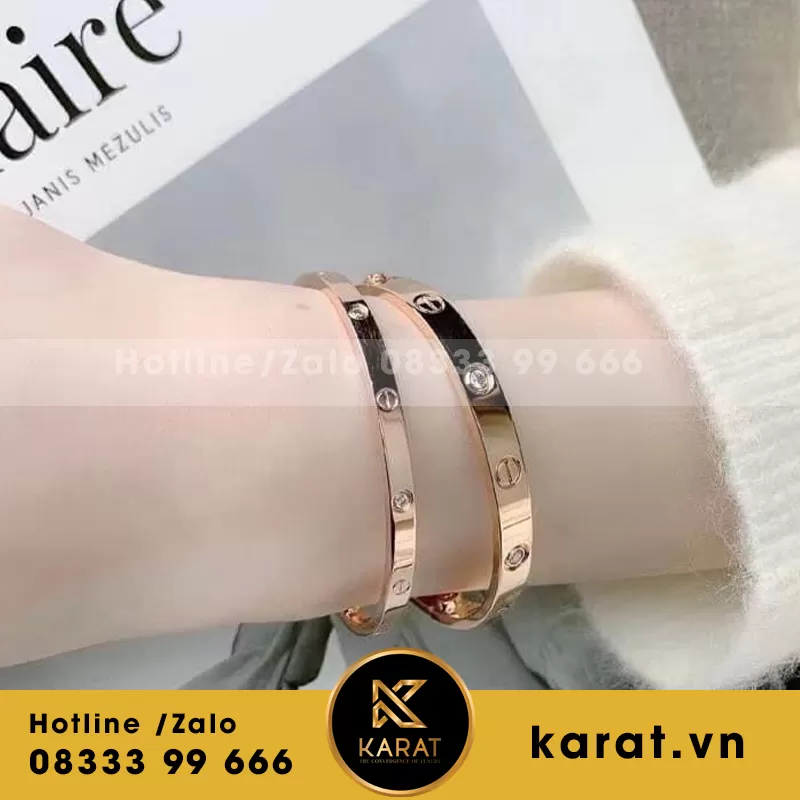 Lắc Cartier Love 18k Rose gold chế tác nhập Hong Kong