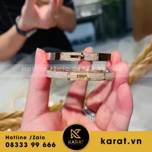 Lắc tay hermes rose gold đính kim cương thiên nhiên
