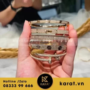 Lắc tay vàng hồng kim cương thiên nhiên nhập hongkong