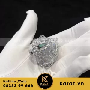 Nhẫn panthère de cartier white gold ngọc lục bảo