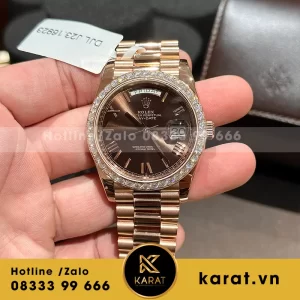 Đồng hồ rolex daydate 228345rbr bọc vàng benzel moissanite