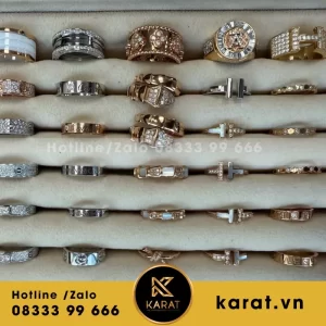 Nhẫn Hãng Chế Tác Vàng 18K Kim Cương Thên Nhiên