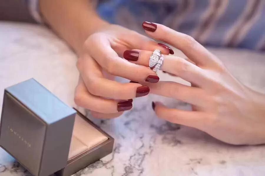 Nhẫn rắn BVLGARI vàng Trắng 18k - Ảnh 5