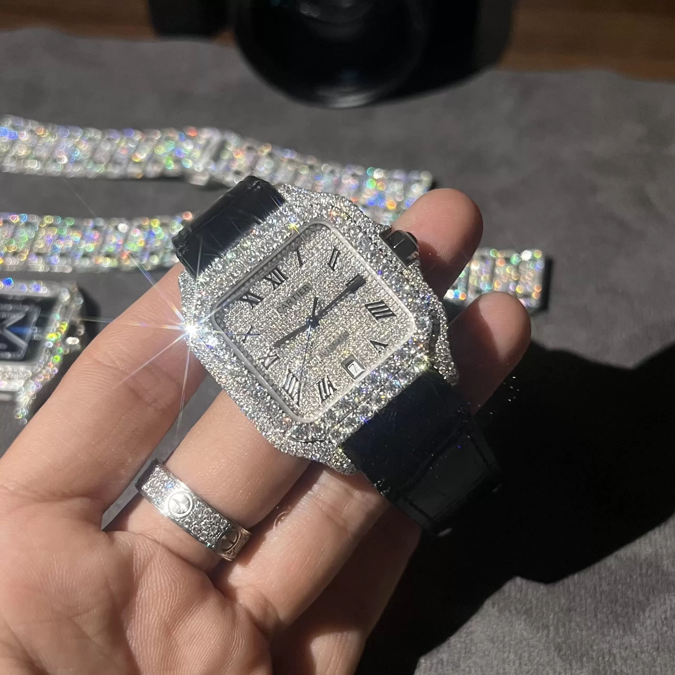 Đồng Hồ Cartier Santos De Cartier WM501751 full Diamond - Ảnh 6