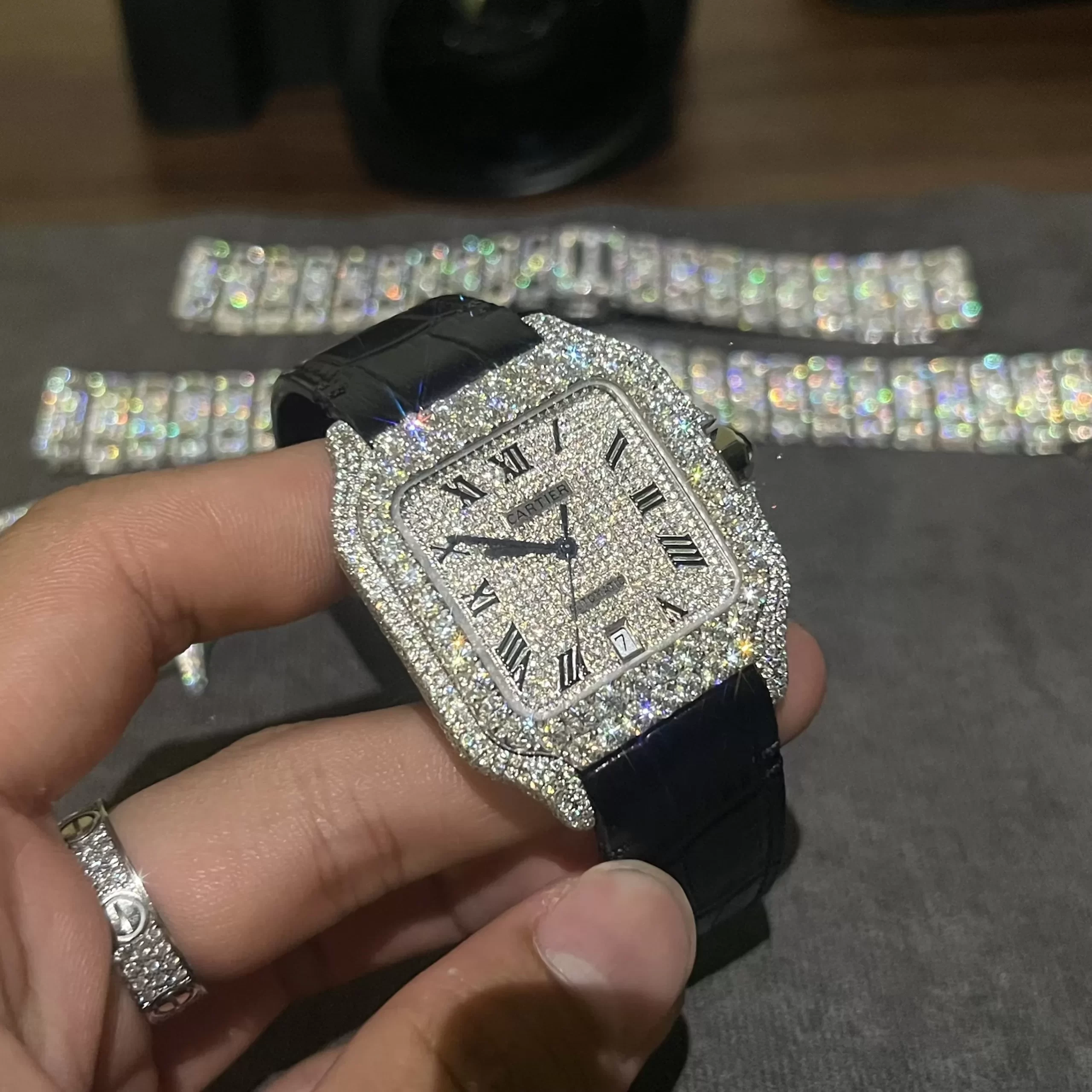 Đồng Hồ Cartier Santos De Cartier WM501751 full Diamond - Ảnh 5