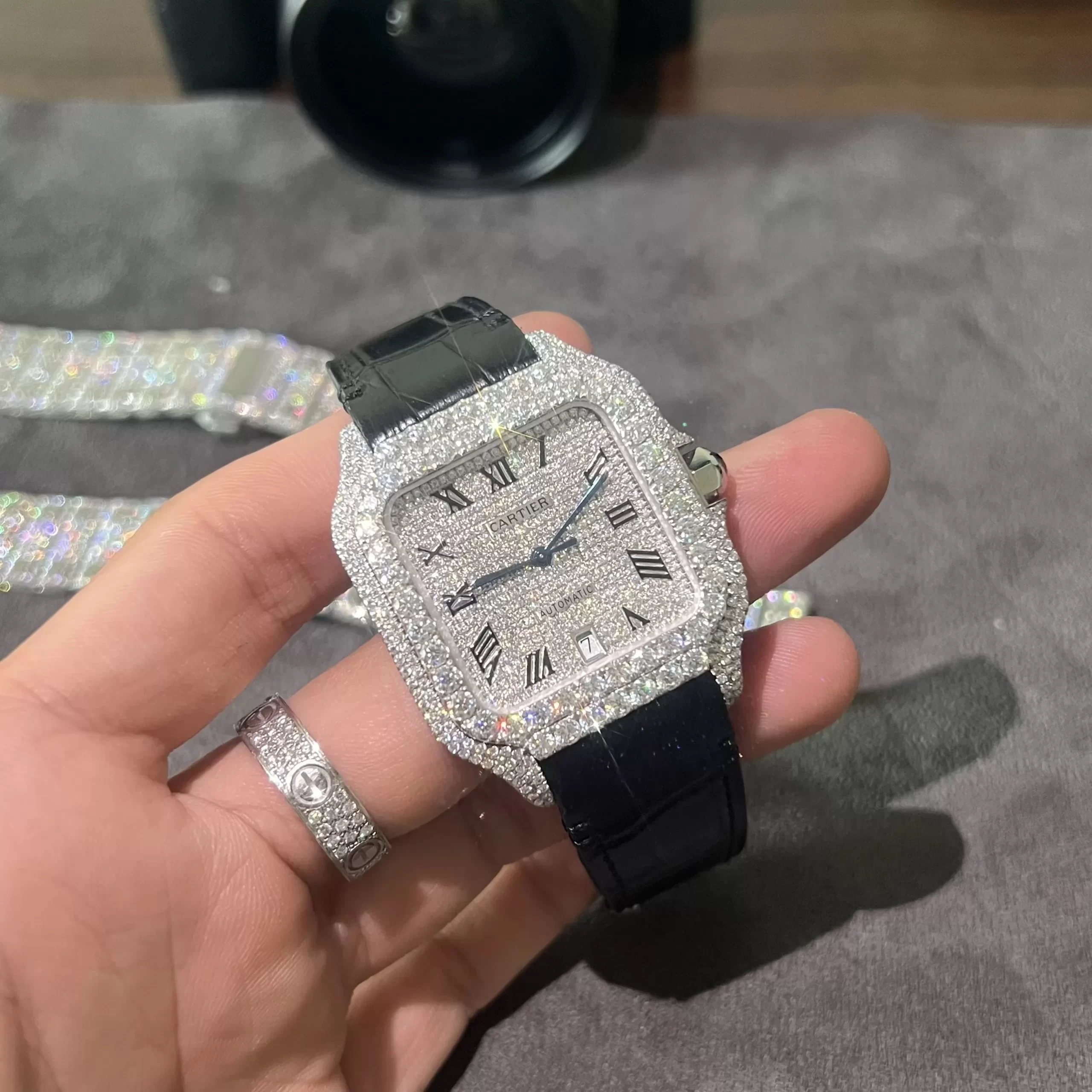 Đồng Hồ Cartier Santos De Cartier WM501751 full Diamond - Ảnh 4
