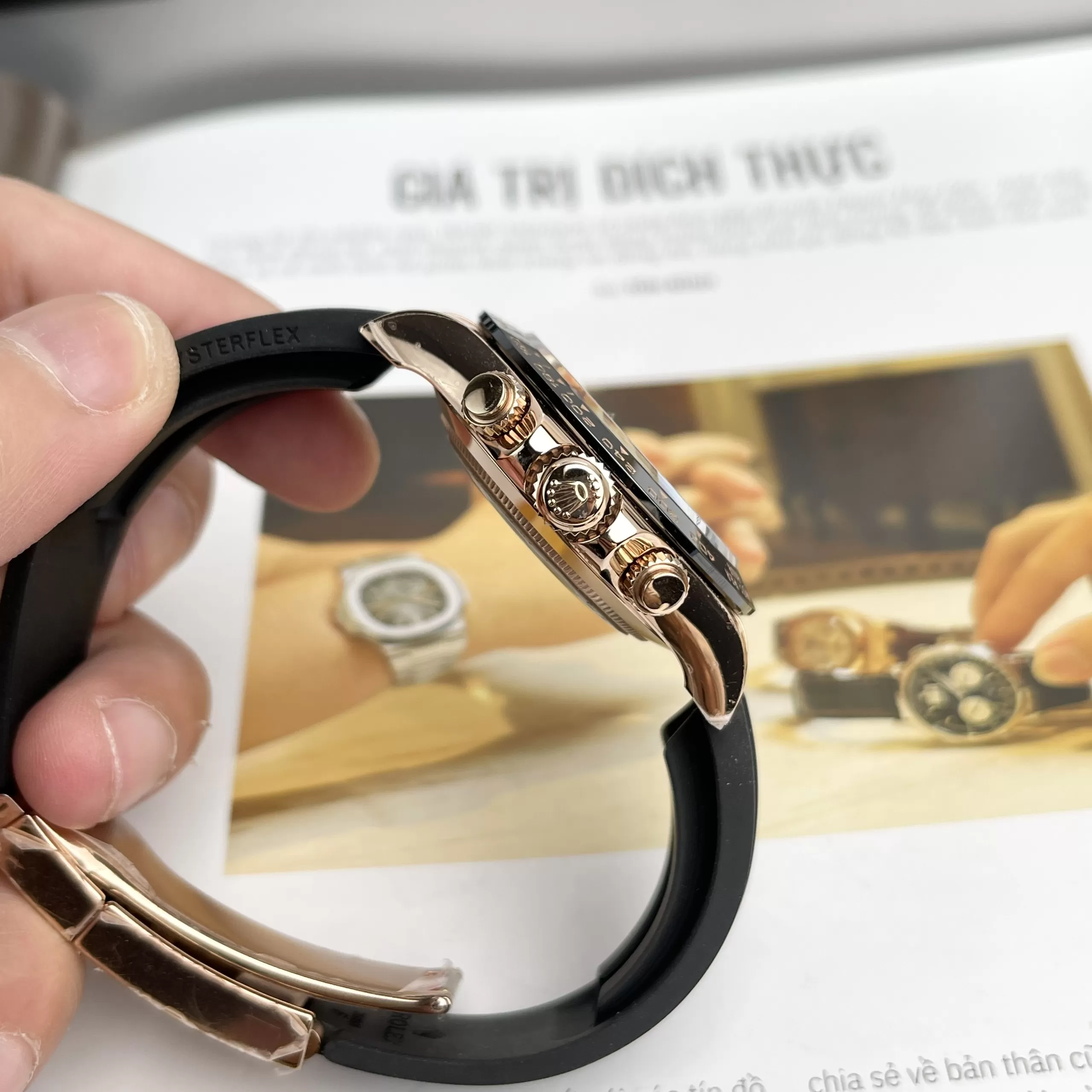 Đồng Hồ Rolex Siêu Cấp 1:1 Cosmograph Daytona 116515LN Mặt Số Hồng Đen - Ảnh 6