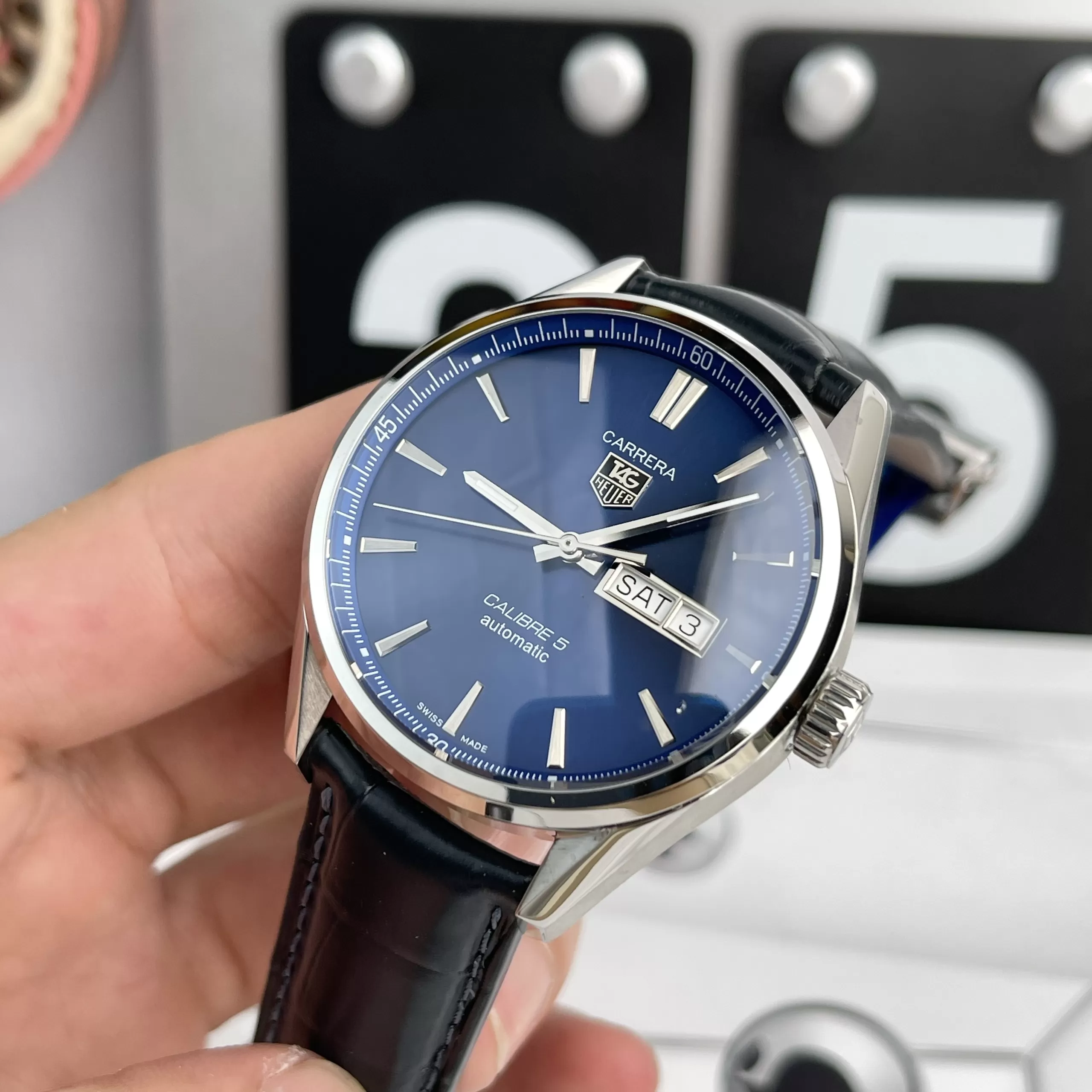 Đồng Hồ Tag Heuer Carrera Calibre 5Day Date Automatic Replica - Ảnh 4