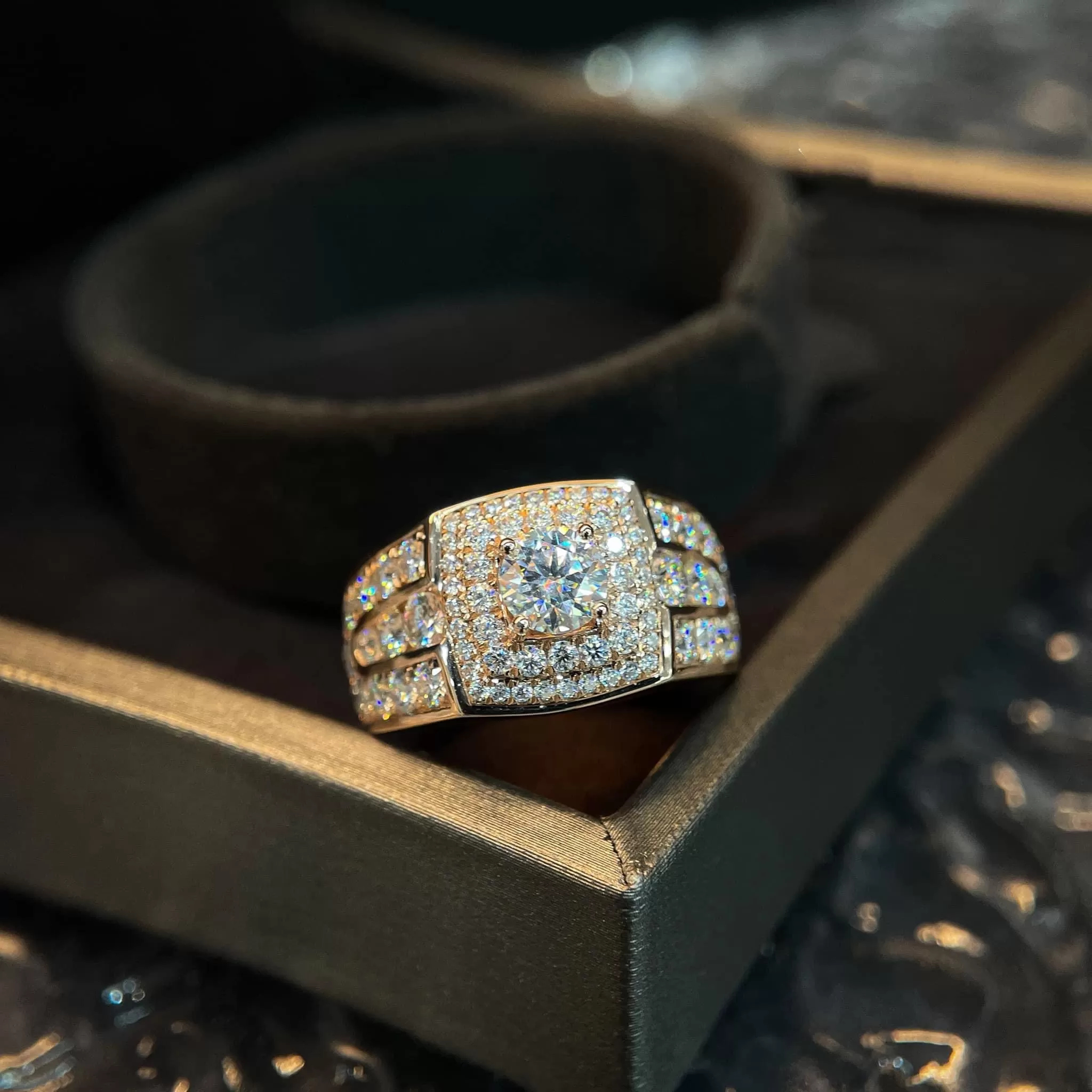 Nhẫn Nam Vàng 10 14k 18k Kim Cương Moissanite - Ảnh 5