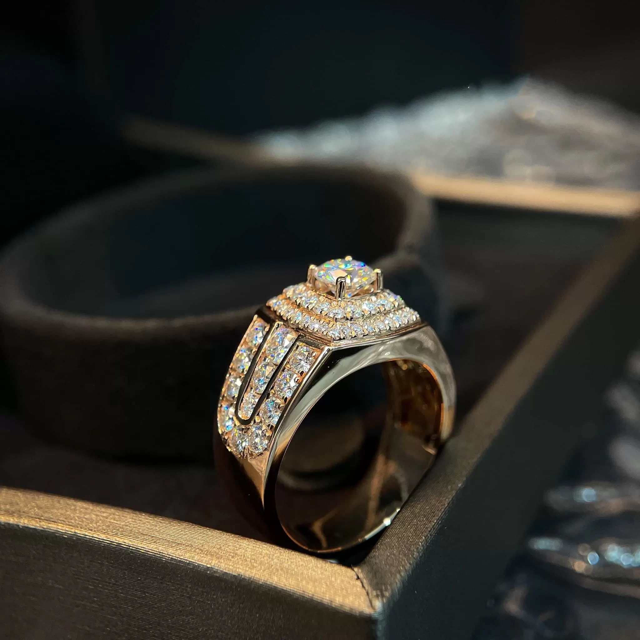 Nhẫn Nam Vàng 10 14k 18k Kim Cương Moissanite - Ảnh 4