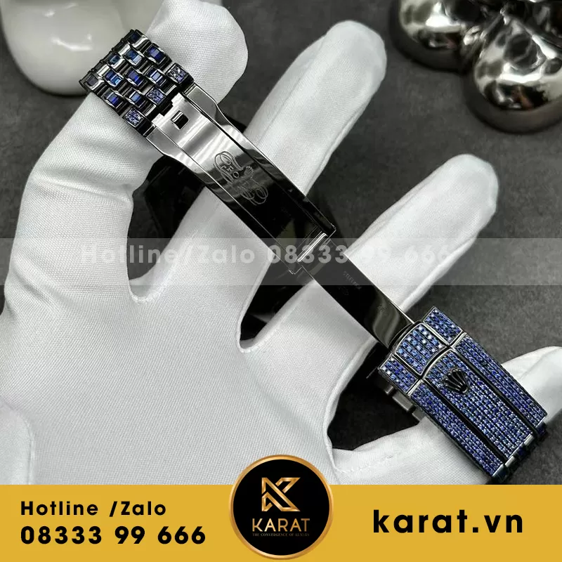 Rolex datejust chế tác nạm đá xanh dương - Ảnh 5