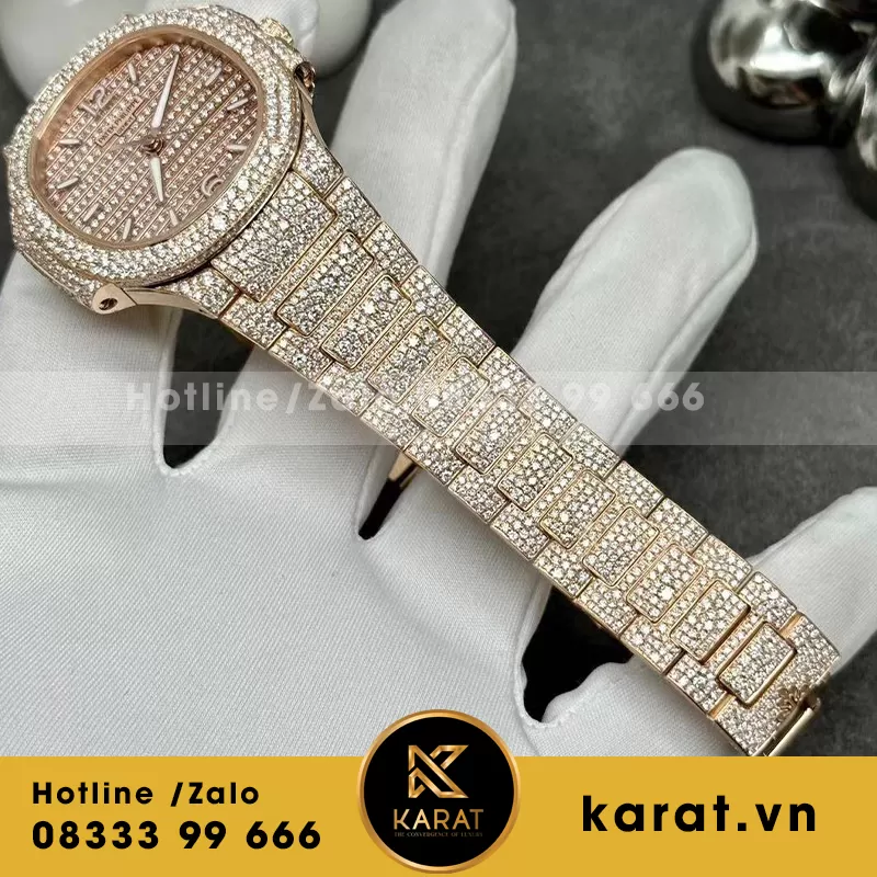 Patek philippe nautilus 7118/1450G-001 chế tác vàng khối kim cương thiên nhiên - Ảnh 4