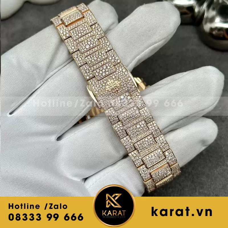 Patek philippe nautilus 7118/1450G-001 chế tác vàng khối kim cương thiên nhiên - Ảnh 3
