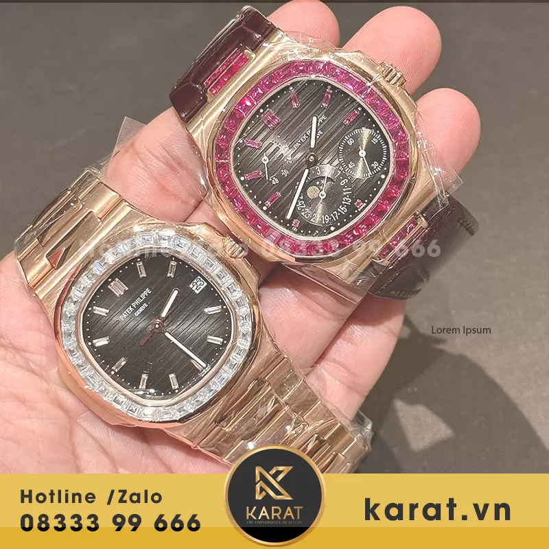 Đồng hồ patek philippe bọc vàng 18k độ kim moissanite - Ảnh 5