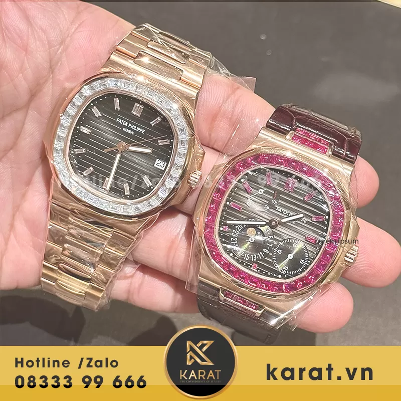 Đồng hồ patek philippe bọc vàng 18k độ kim moissanite - Ảnh 4