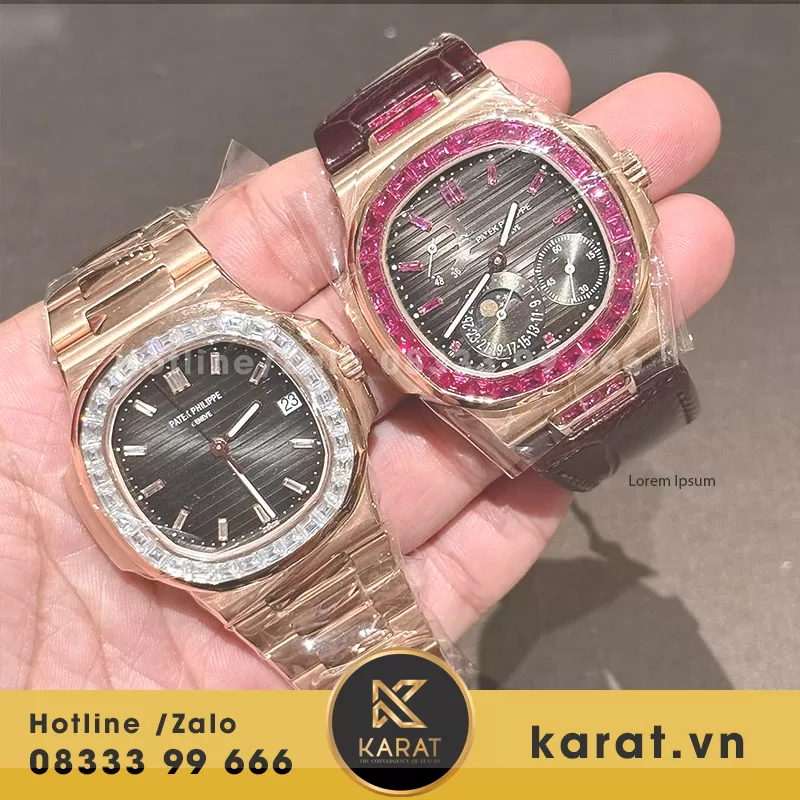 Đồng hồ patek philippe bọc vàng 18k độ kim moissanite - Ảnh 3