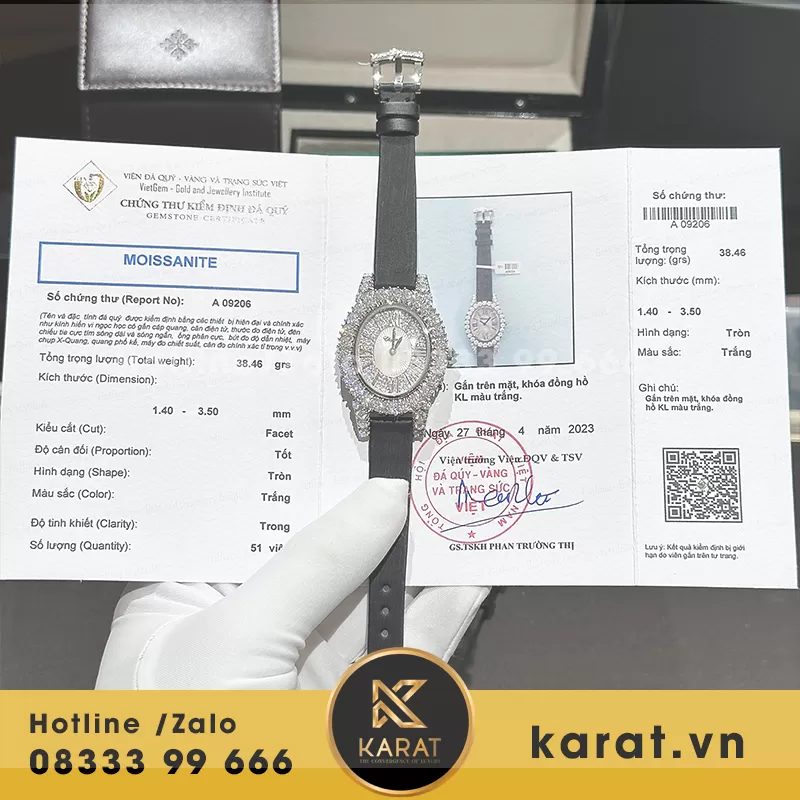 Chorpad Heure Du Diaman Silver Dial Full Kim Cương MOISS - Ảnh 4