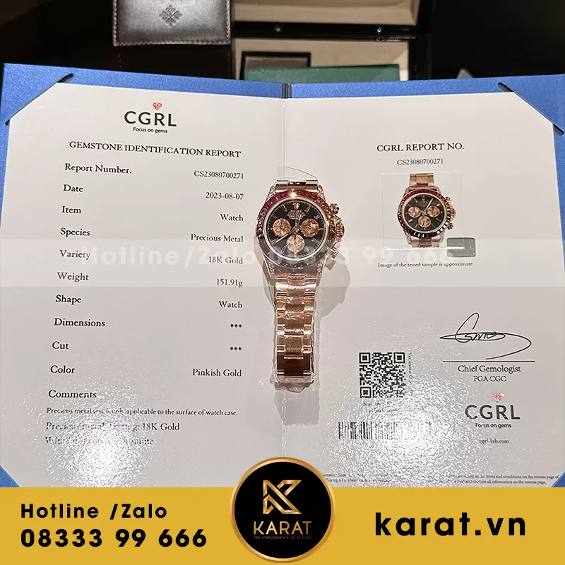 Đồng hồ rolex daytona rainbow bọc vàng độ moissanite - Ảnh 5