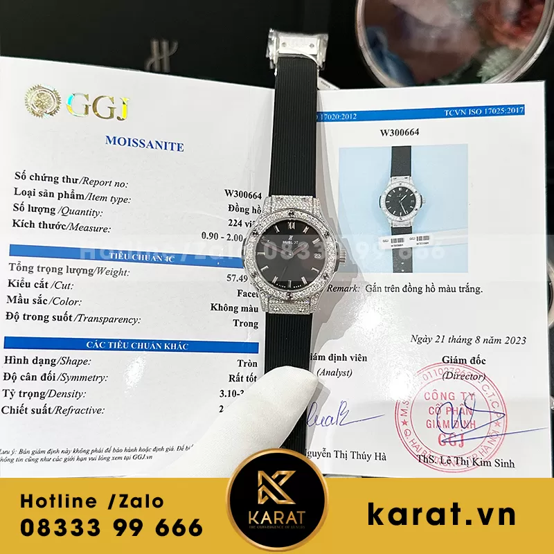 Đồng hồ nữ hublot độ kim moissanite 33mm - Ảnh 4