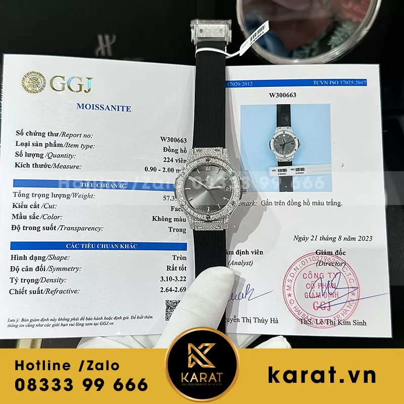 Đồng hồ nữ hublot độ kim moissanite 33mm - Ảnh 3