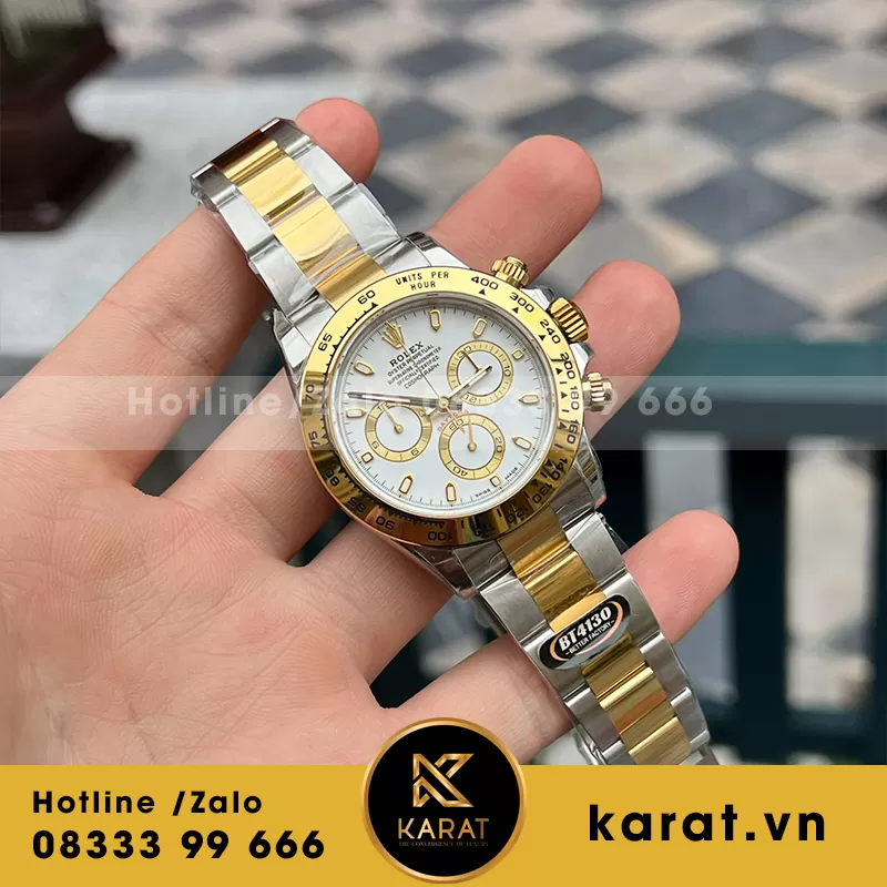 Đồng hồ rolex daytona demi yellow gold replica - Ảnh 3