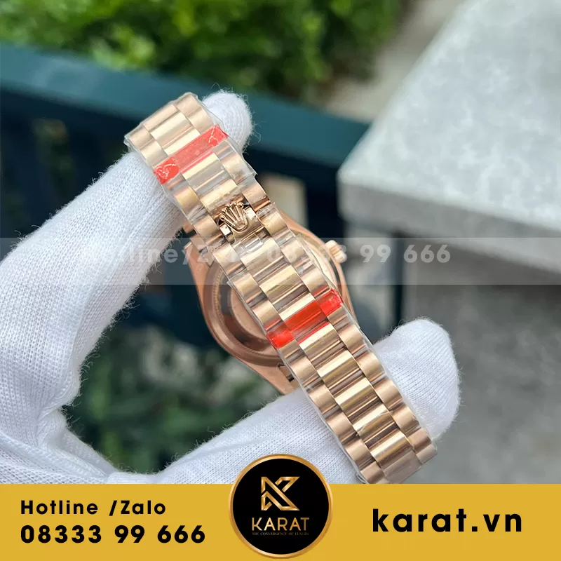 Đồng hồ nữ rolex datejust vàng hồng mặt chocolate - Ảnh 4