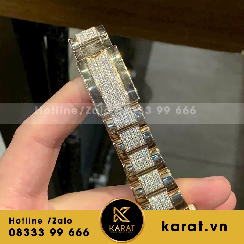 Rolex daytona rainbow full đá cz replica - Ảnh 4