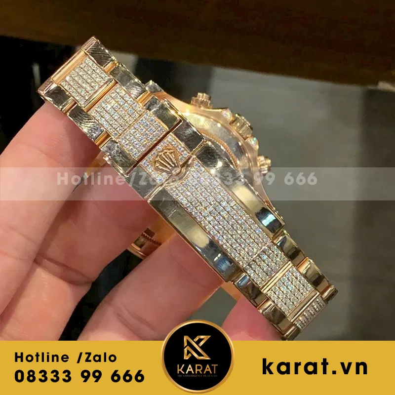 Rolex daytona rainbow full đá cz replica - Ảnh 3