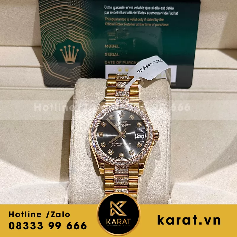Rolex datejust 31mm bọc vàng độ kim cương moissanite - Ảnh 5