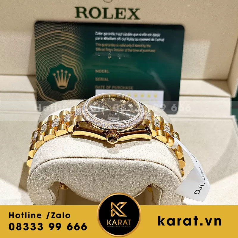Rolex datejust 31mm bọc vàng độ kim cương moissanite - Ảnh 4
