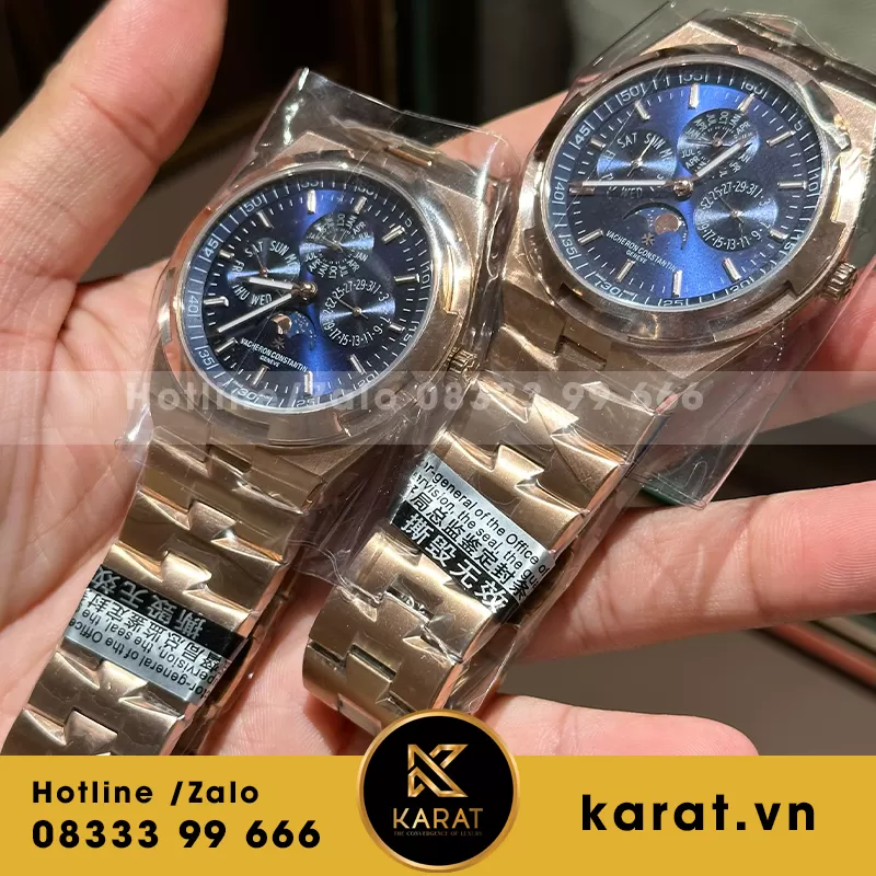 Đồng hồ vacheron overseas lịch vạn niên vàng hồng mặt xanh - Ảnh 3