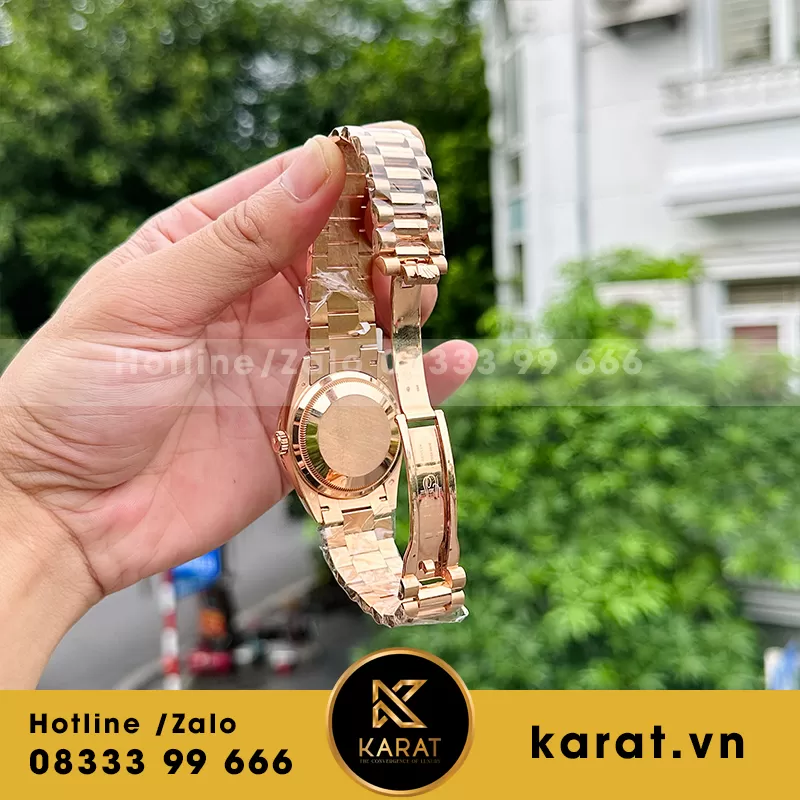 Đồng hồ rolex daydate 36mm bọc vàng viền moissanite baguette - Ảnh 5
