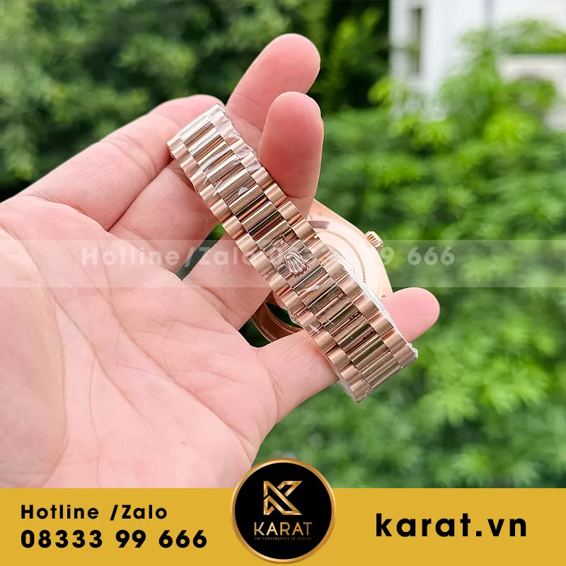 Đồng hồ rolex daydate 36mm bọc vàng viền moissanite baguette - Ảnh 4