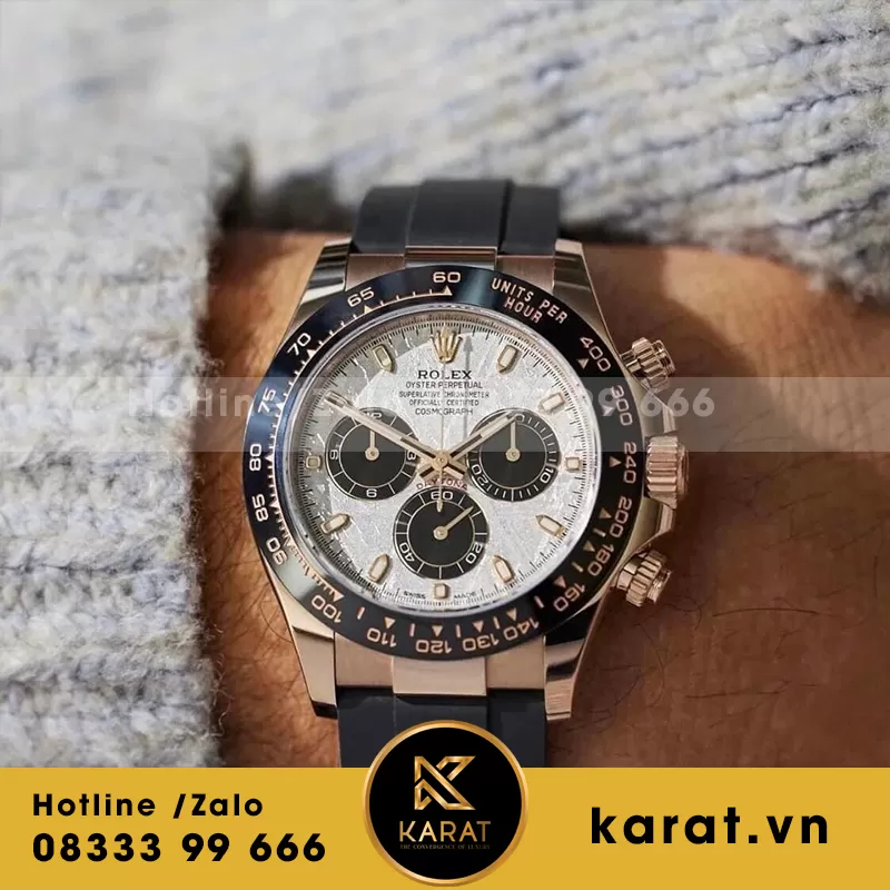 Đồng hồ rolex daytona mặt thiên thạch bọc vàng hồng - Ảnh 4