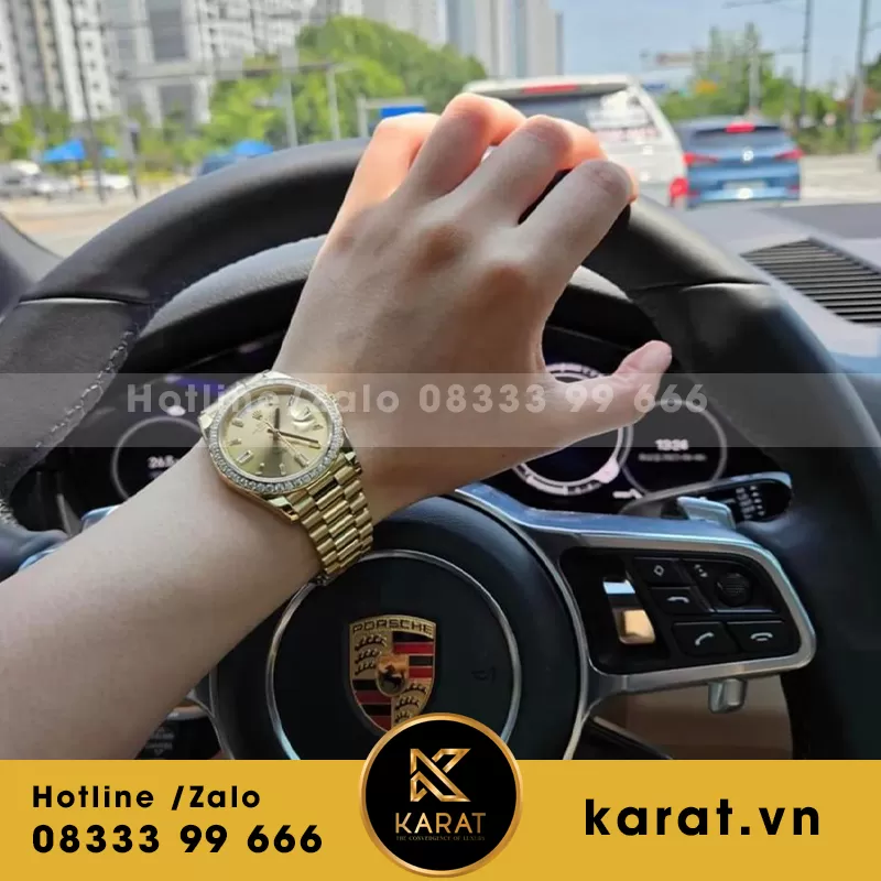 Đồng hồ rolex daydate độ kim cương yellow gold - Ảnh 4
