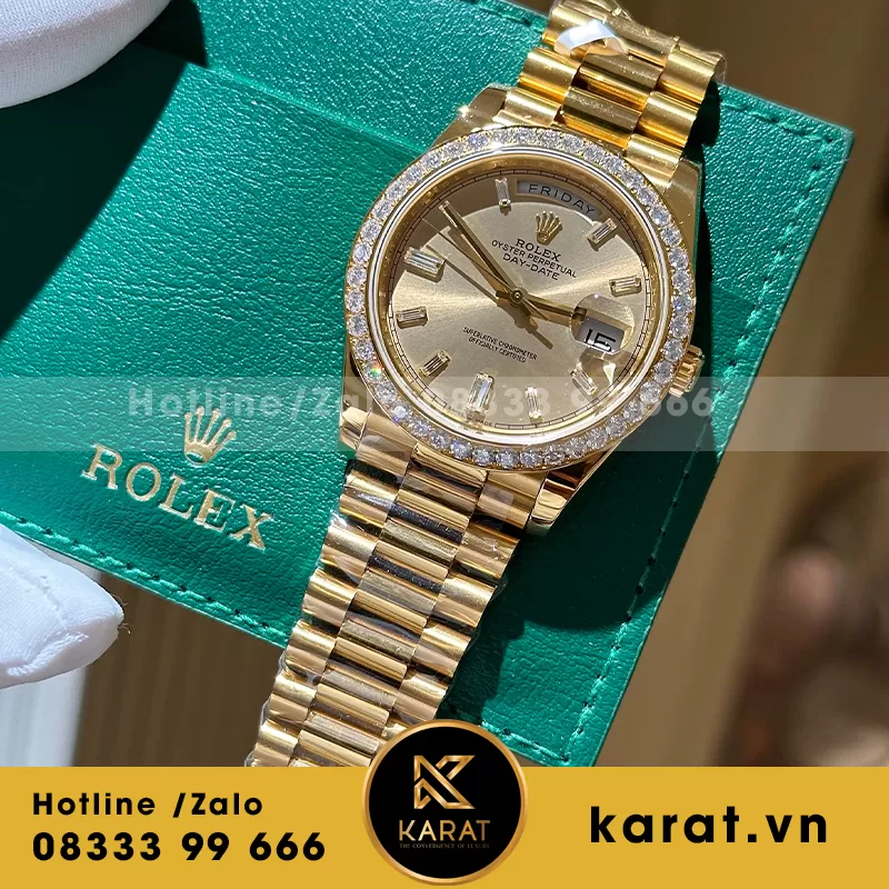 Đồng hồ rolex daydate độ kim cương yellow gold - Ảnh 3