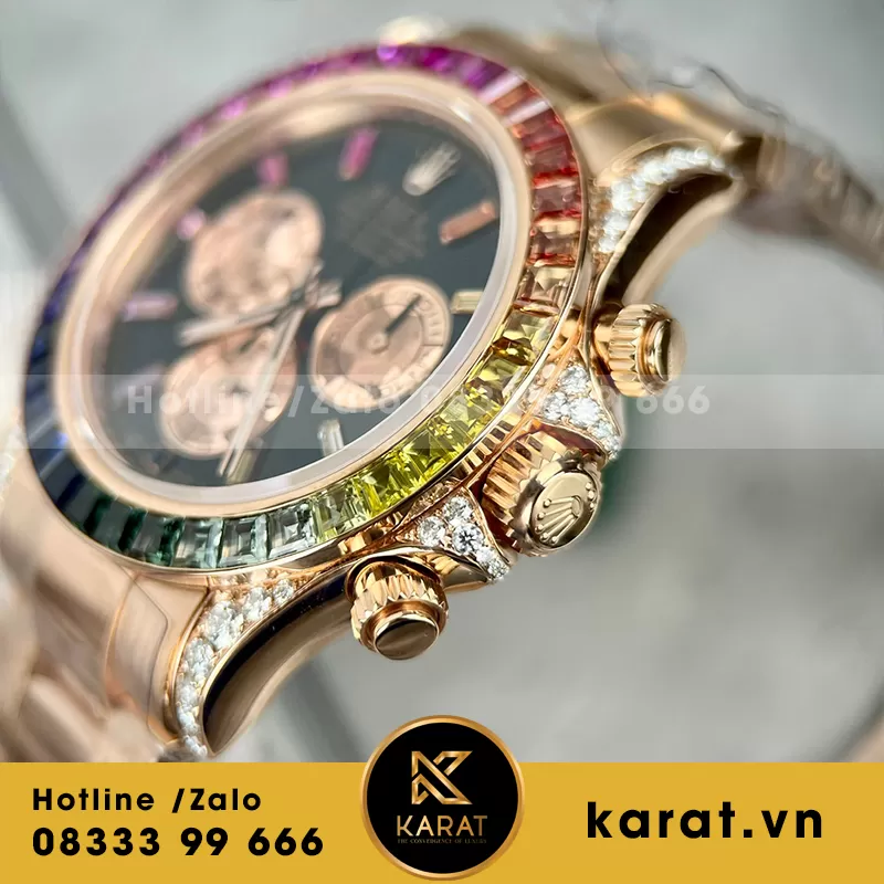 Rolex daytona rainbow bọc vàng 18k rep 11 - Ảnh 3