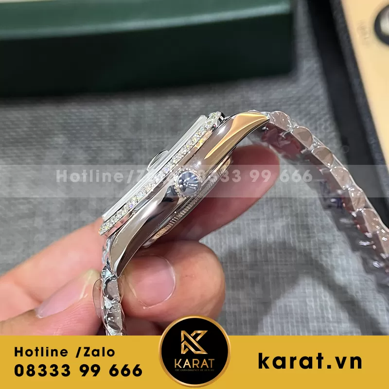 Đồng hồ rolex daydate độ viền moissanite - Ảnh 3