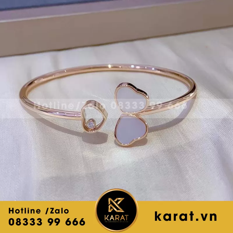 Lắc tay CHOPARD Happy hearts with pink Vàng 18k - Ảnh 4