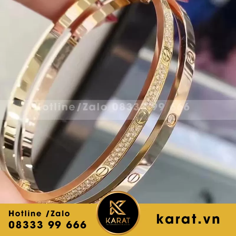 Lắc tay Cartier hàng nhập Hongkong vàng 18k, kim cương thiên nhiên - Ảnh 4