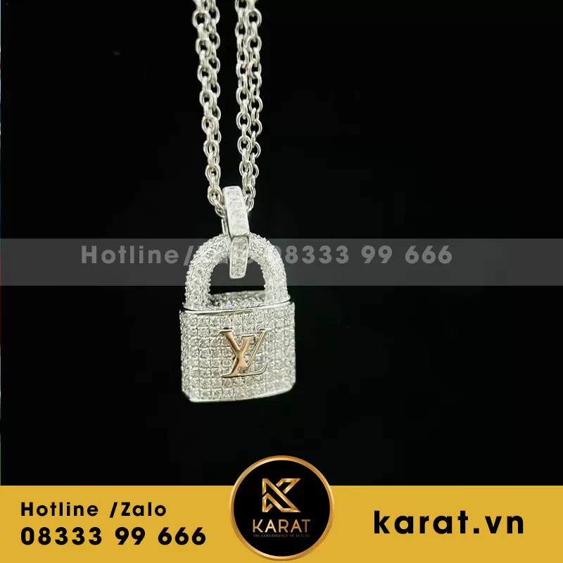 Dây chuyền Hình túi Louis Vuitton nạm kim cương thiên nhiên, chế tác vàng trắng 18k - Ảnh 4