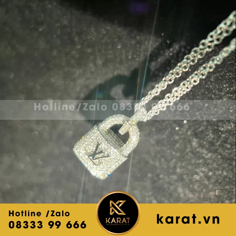 Dây chuyền Hình túi Louis Vuitton nạm kim cương thiên nhiên, chế tác vàng trắng 18k - Ảnh 3