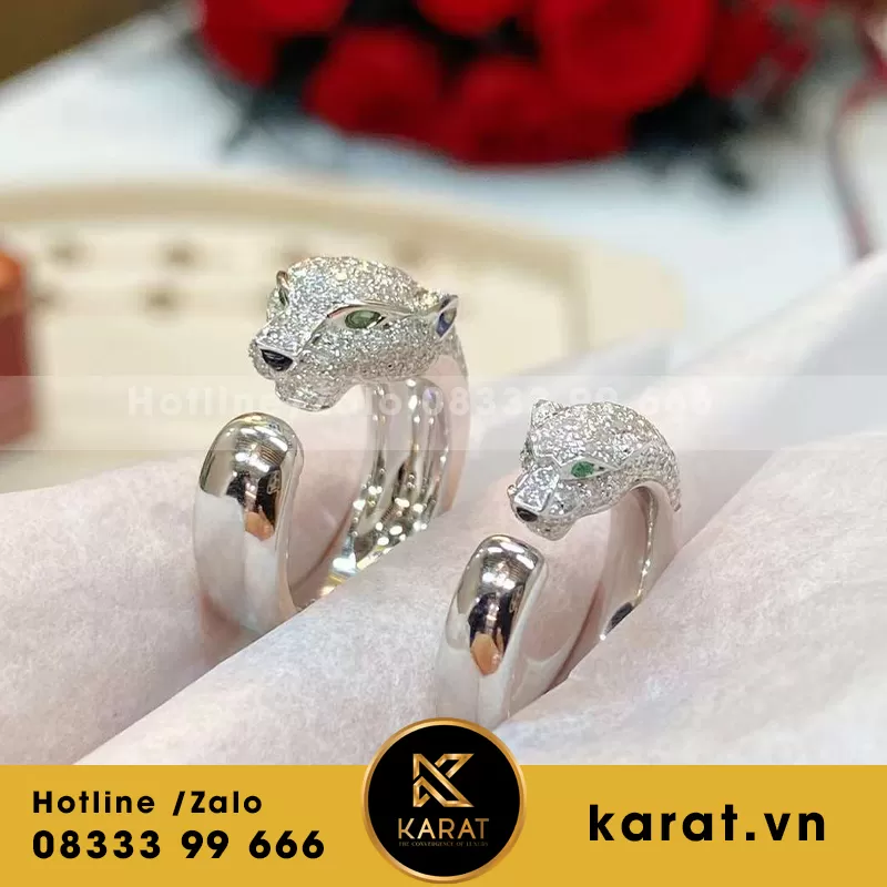 Nhẫn cartier panthere vàng trắng - Ảnh 4