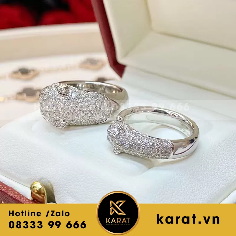 Nhẫn cartier panthere vàng trắng - Ảnh 3