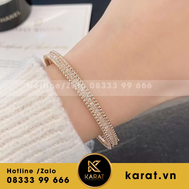 Lắc tay van cleef vàng hồng 18k - Ảnh 4